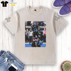 Official Detroit Lions Spiderman Amon-Ra St. Brown Superman t-shirt featuring a vibrant graphic design.