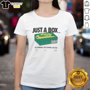 Official Oregon Ducks Box of Rain Tee for ladies featuring vibrant team colors and logo, perfect for fans and casual wear.