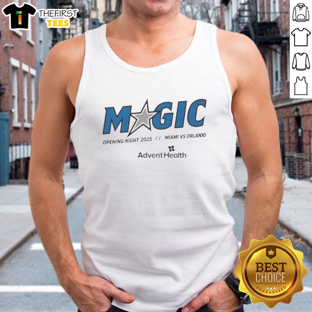 Official Orlando Magic Opening Night 2025 tank top featuring vibrant team colors and logo design.