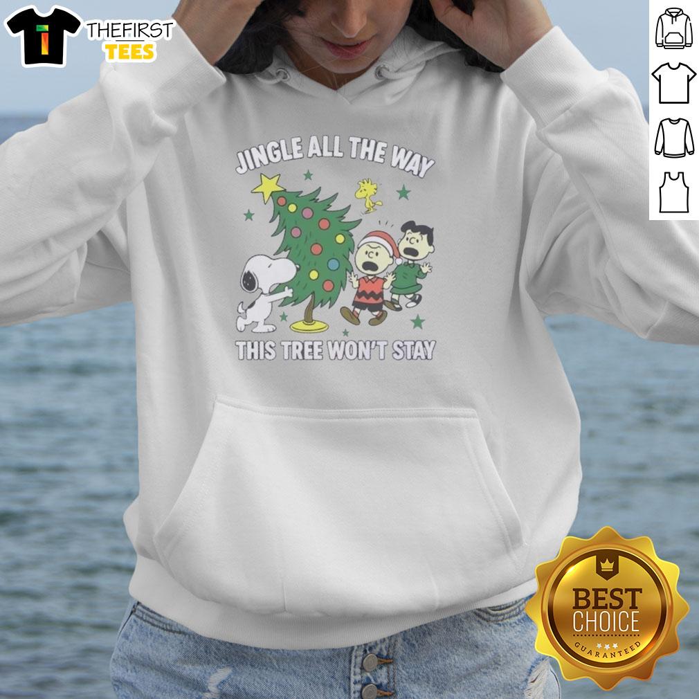 Original Peanuts Snoopy and Friends Jingle All The Way hoodie featuring festive holiday designs perfect for Christmas.