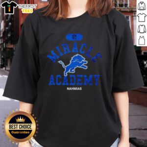 Alt Text: Premium NFL Detroit Lions Miracle Academy Nahmias Ladies Tee featuring vibrant team colors and stylish design.