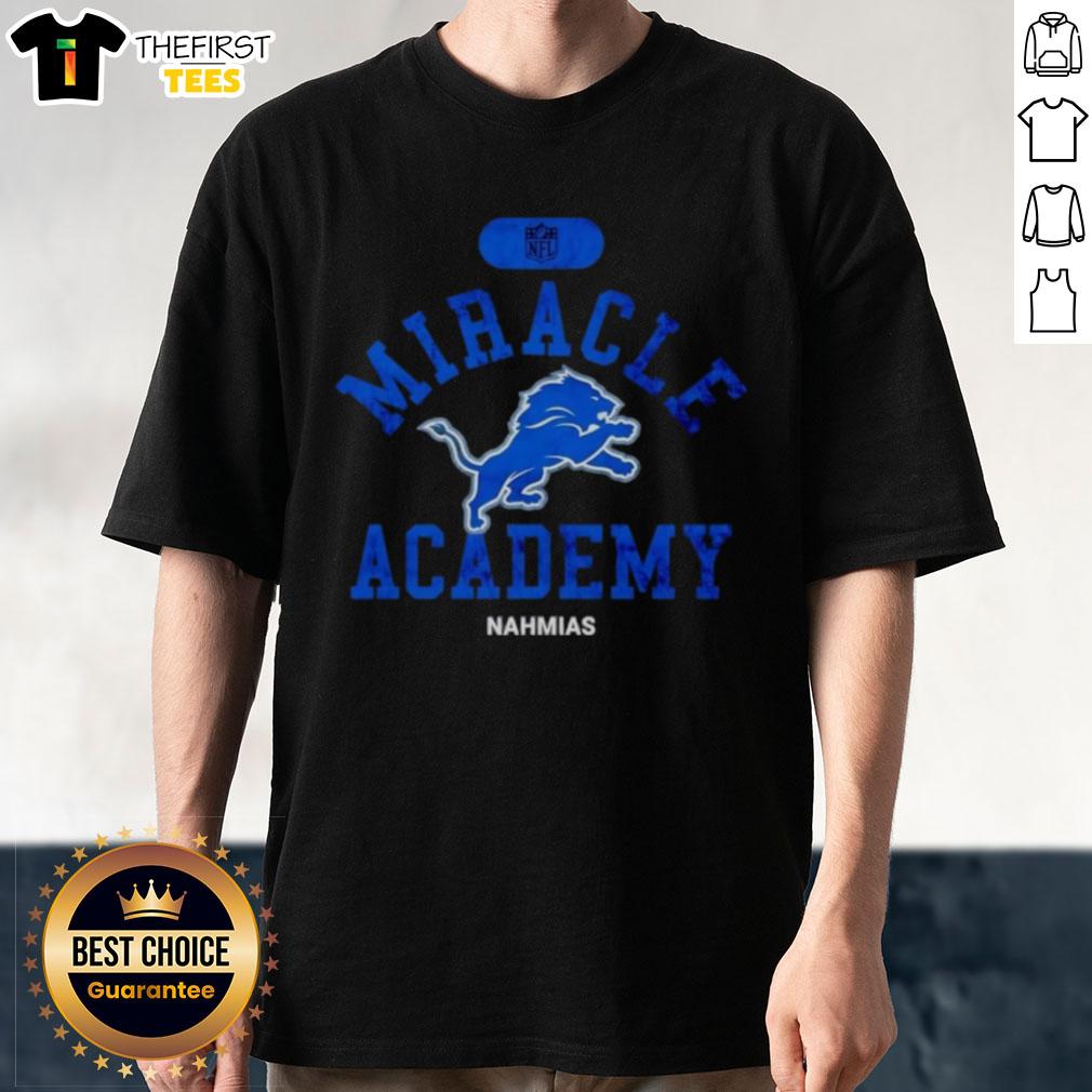 Premium NFL Detroit Lions Miracle Academy Nahmias T-Shirt featuring vibrant team colors and logo for fans.