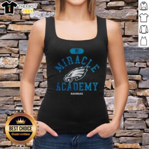 Alt Text: Premium NFL Philadelphia Eagles Miracle Academy Nahmias tank top featuring vibrant team colors and logo design.