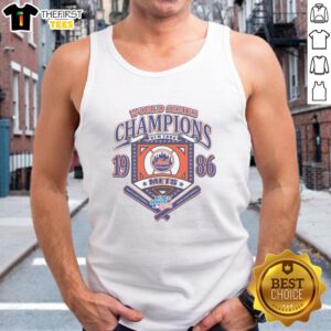 Alt Text: Premium New York Mets White Cooperstown World Series Champions Arch Tank Top showcasing team pride and style.