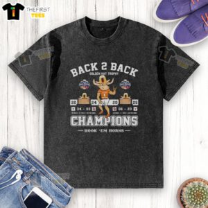 Premium Texas Longhorns beat Oklahoma Sooners Back-to-Back Golden Hat Trophy Champions 2025 washed t-shirt design.