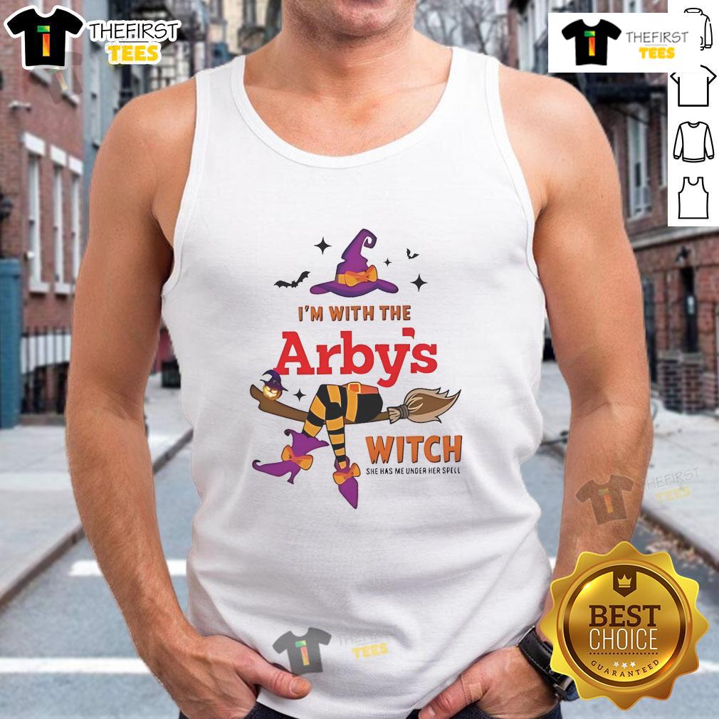 Pretty Halloween tank top featuring a witch with a spell, perfect for festive celebrations and spooky vibes.