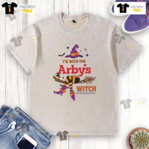 Pretty Arbys Halloween washed t-shirt featuring a witch and the phrase 'She Has Me Under Her Spell' in vibrant colors.