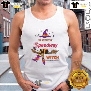 Alt Text: Halloween tank top featuring a witch and spell design, perfect for spooky season at the Pretty Speedway.