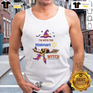 Pretty Walmart Halloween tank top featuring a witch graphic and the phrase 'I'm With The Witch, She Has Me Under Her Spell.'