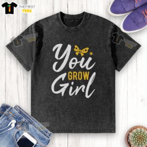 Pretty You Grow Girl washed t-shirt featuring a trendy design, perfect for casual wear and stylish outfits.