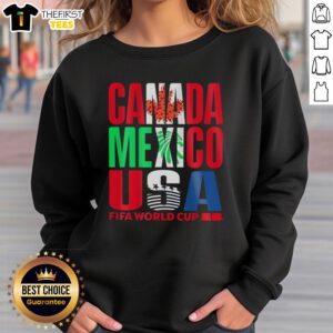 Stylish sweatshirt featuring the logo for the Top Canada Mexico USA FIFA World Cup 2026 event, perfect for fans.