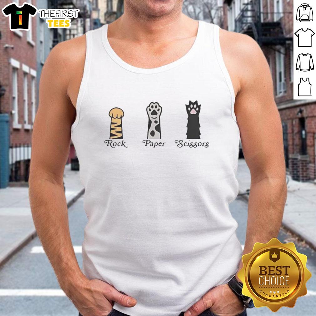 Top Rock Paper Scissors Pet Tank Top featuring playful graphics, perfect for pet lovers and casual wear enthusiasts.