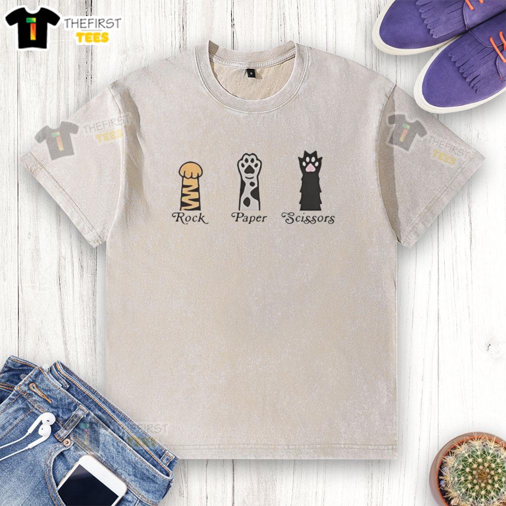 Top Rock Paper Scissors Pet Washed T-Shirt featuring playful pet-themed graphics and vibrant colors for animal lovers.