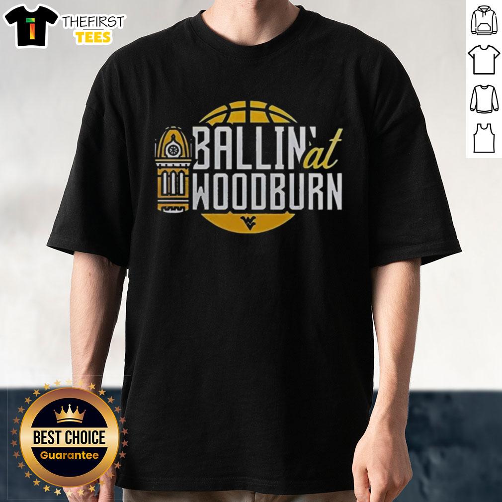 Alt Text: Top WVU Basketball Ballin' at Woodburn T-Shirt featuring vibrant graphics for fans and supporters of WVU sports.
