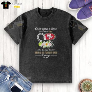 Good Once Upon A Time t-shirt featuring a girl who loves horses and San Francisco 49ers, perfect for fans.