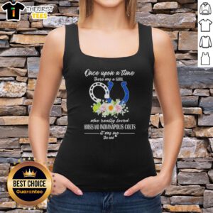 Alt Text: Hot tank top featuring a girl who loved horses and the Indianapolis Colts, perfect for Colts fans and horse lovers.