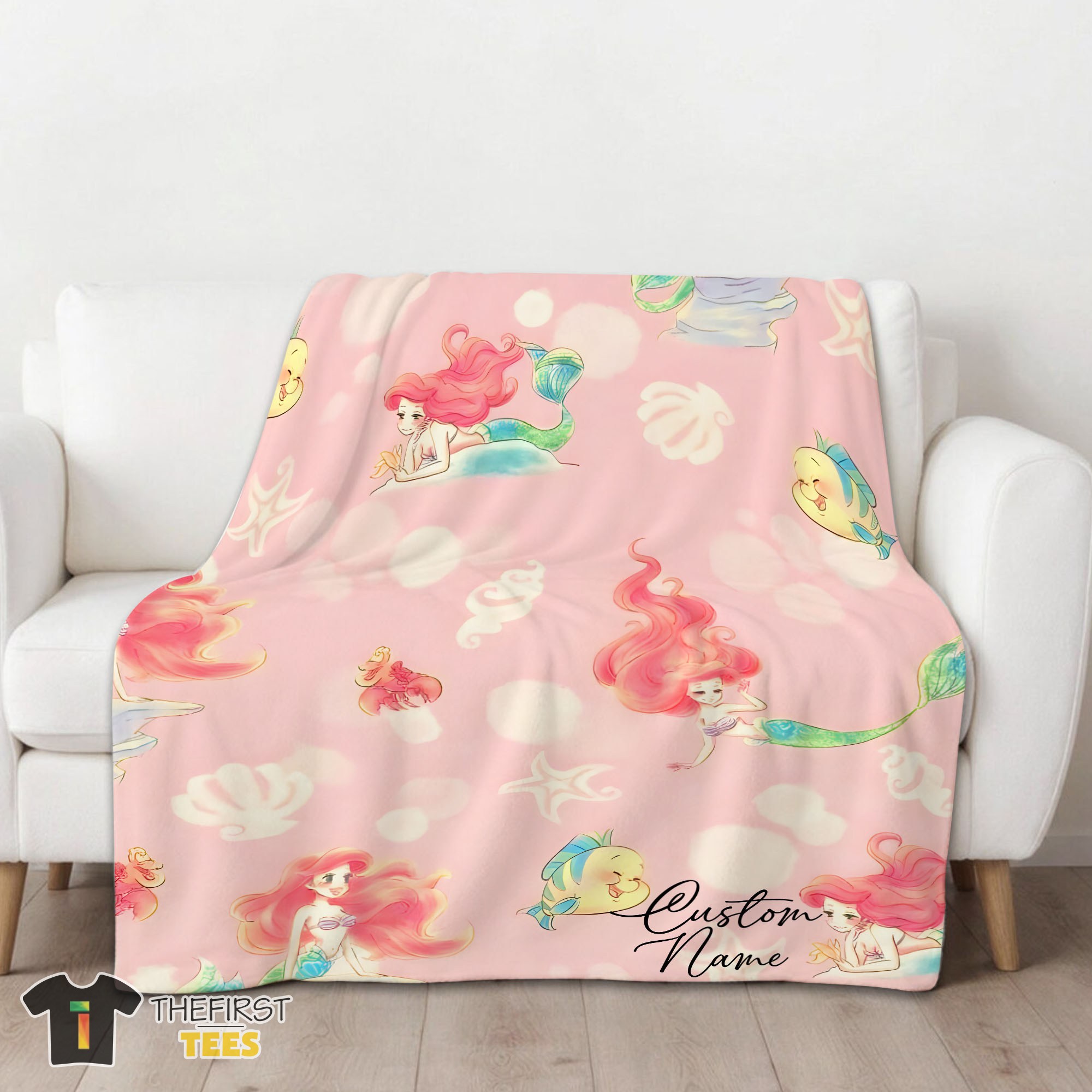 Original Disney The Little Mermaid Delicate And Painterly Blanket Fleece Customized Blanket - Image 7