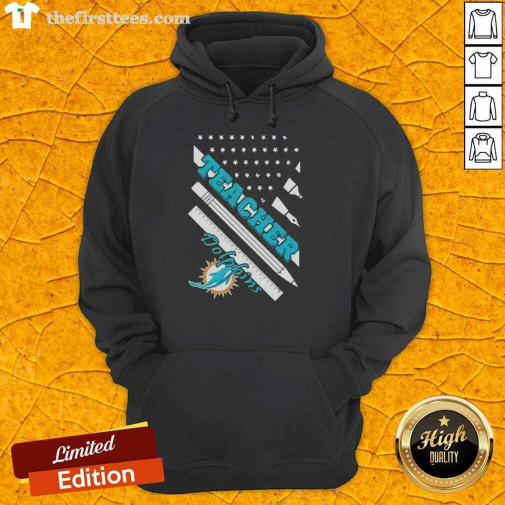 Original Miami Dolphins Football X Teacher American Flag Hoodie featuring a stylish design for fans and educators.