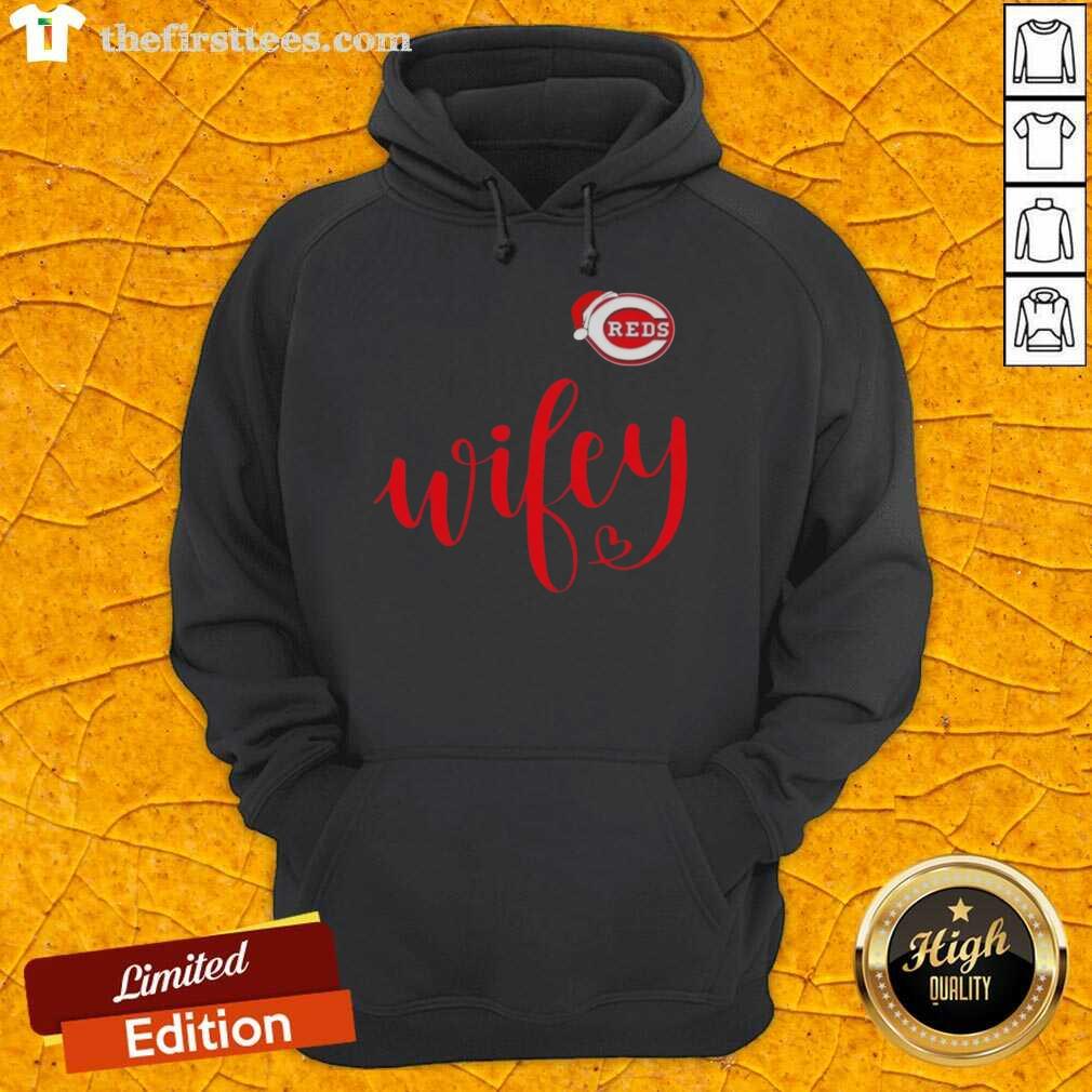 Original Wifey Cincinnati Reds Santa Hat Merry Christmas Hoodie featuring festive design for holiday sports fans.