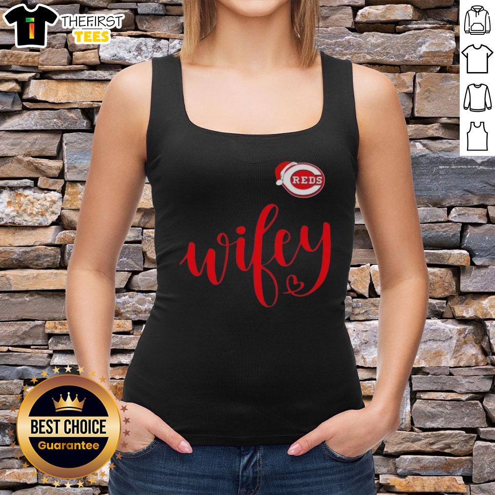 Original Wifey Cincinnati Reds Santa Hat Merry Christmas Tank Top featuring festive design and team logo for holiday cheer.