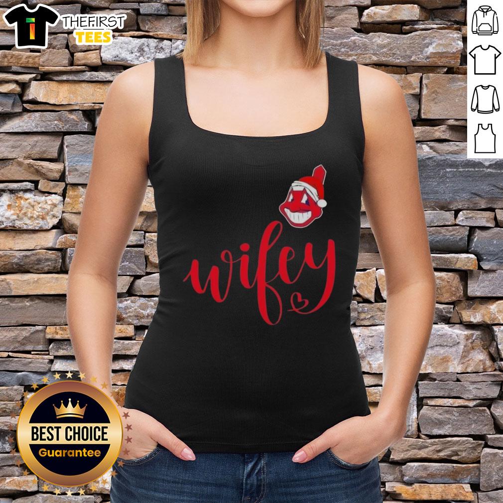 Original Wifey Cleveland Indians Santa Hat Merry Christmas Tank Top featuring festive design for holiday cheer.