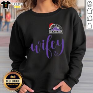 Original Wifey Colorado Rockies sweatshirt with Santa hat for a festive Merry Christmas look.