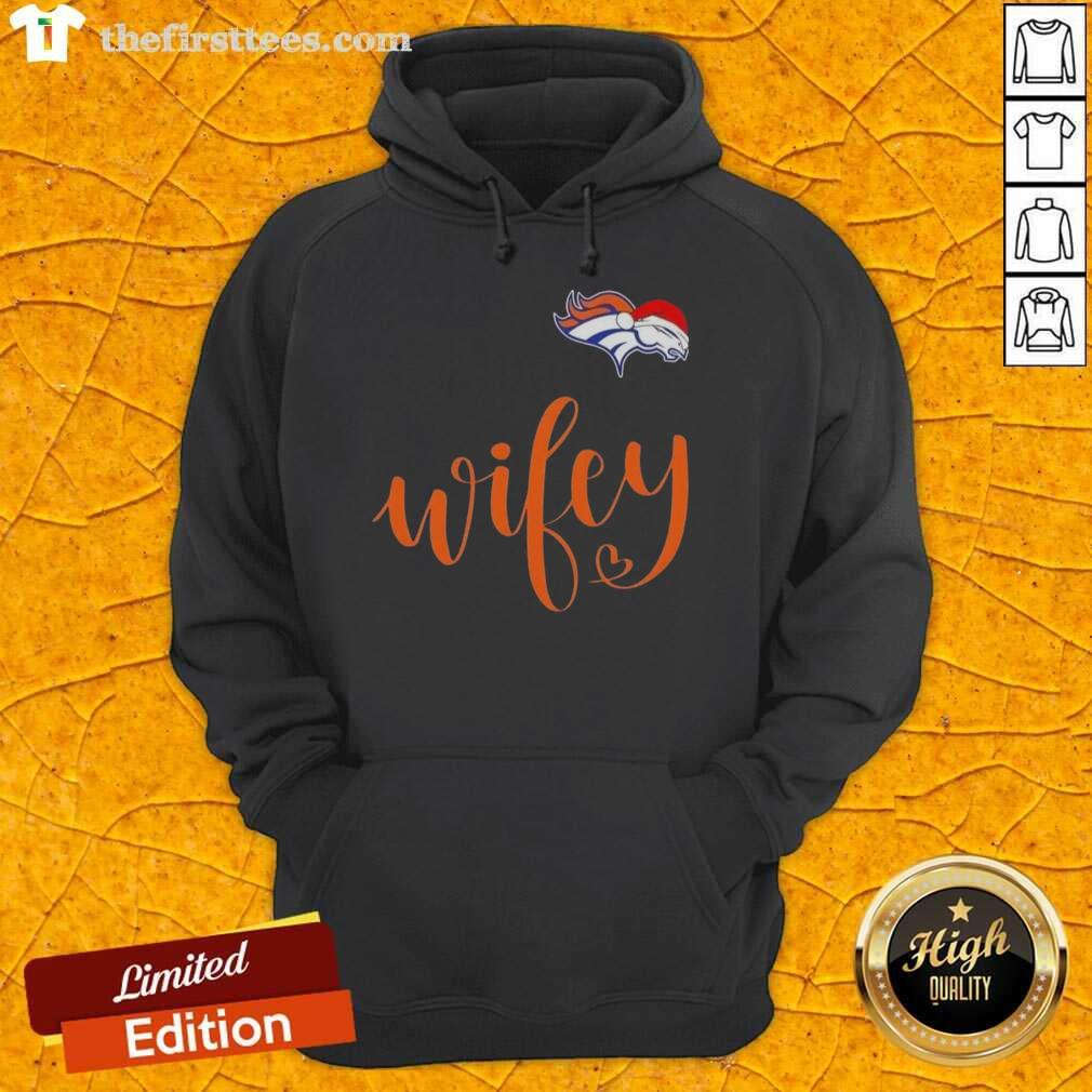 Original Wifey Denver Broncos Santa Hat Merry Christmas Hoodie for festive fans, showcasing team spirit and holiday cheer.