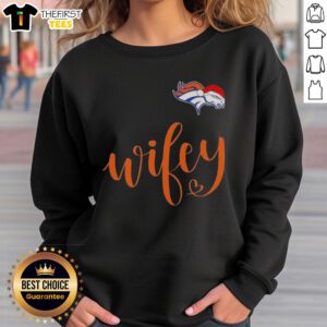 Original Wifey Denver Broncos Santa Hat Merry Christmas Sweatshirt, perfect for holiday football fans.