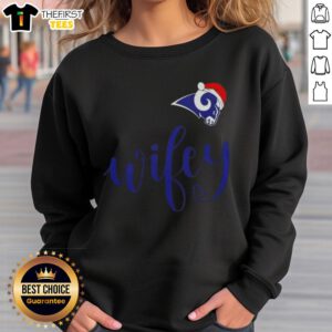 Original Wifey Los Angeles Rams Santa Hat Merry Christmas sweatshirt, perfect for holiday fans and cozy game days.