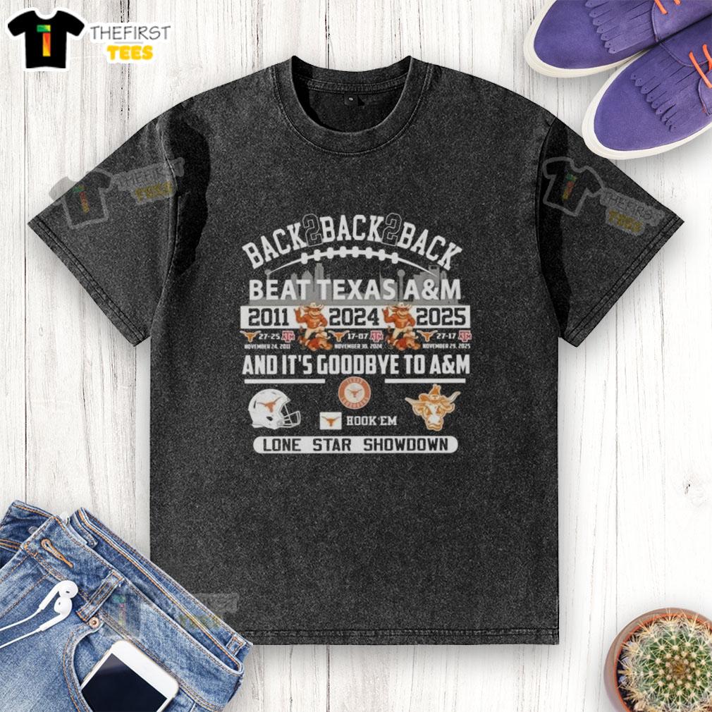 Texas Longhorns back-to-back victory washed t-shirt featuring bold graphics from the Lone Star Showdown against Texas A&M.