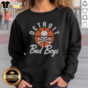 Alt Text: Awesome Detroit Pistons Basketball sweatshirt featuring the iconic Bad Boys curved logo design.