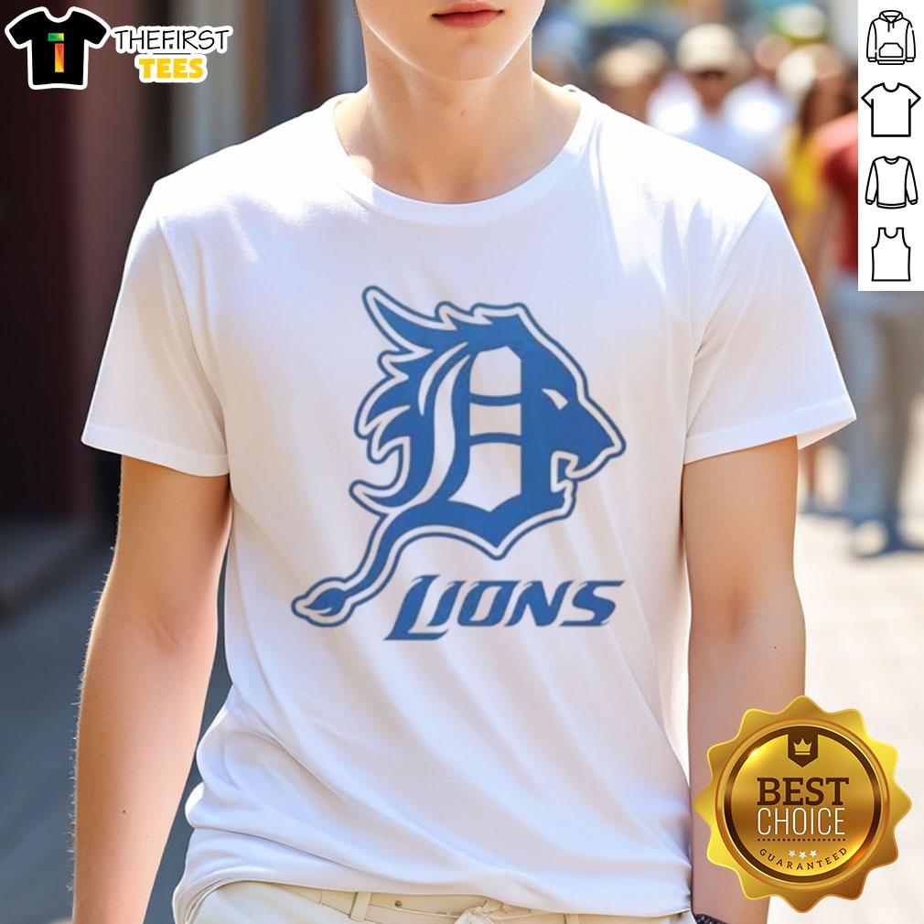 Awesome Detroit Tigers and Detroit Lions logo T-shirt featuring vibrant team graphics for sports fans.