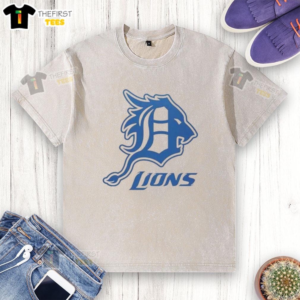 Awesome Detroit Tigers and Detroit Lions logo washed t-shirt, perfect for fans of both teams.