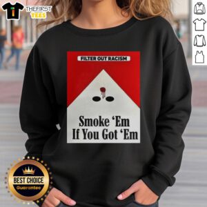 Awesome Filter Out Racism sweatshirt featuring bold text and a stylish design for social justice advocates.