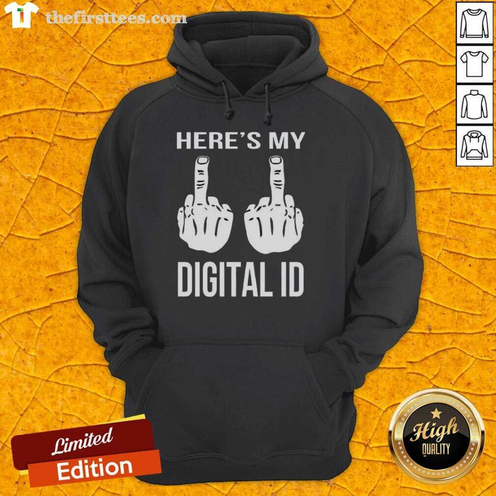 Cute digital ID hoodie featuring a playful middle finger graphic, perfect for trendy casual wear.