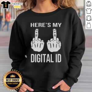 Cute digital ID sweatshirt featuring a middle finger graphic, perfect for casual and trendy outfits.