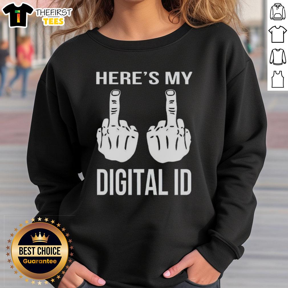 Cute digital ID sweatshirt featuring a middle finger graphic, perfect for casual and trendy outfits.