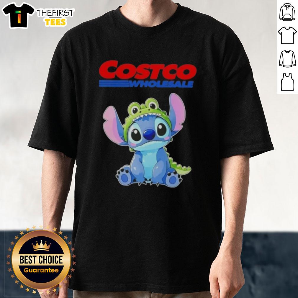 Alt Text: Adorable Stitch cosplay with a crocodile design on a Costco Wholesale T-shirt, perfect for fans and collectors.