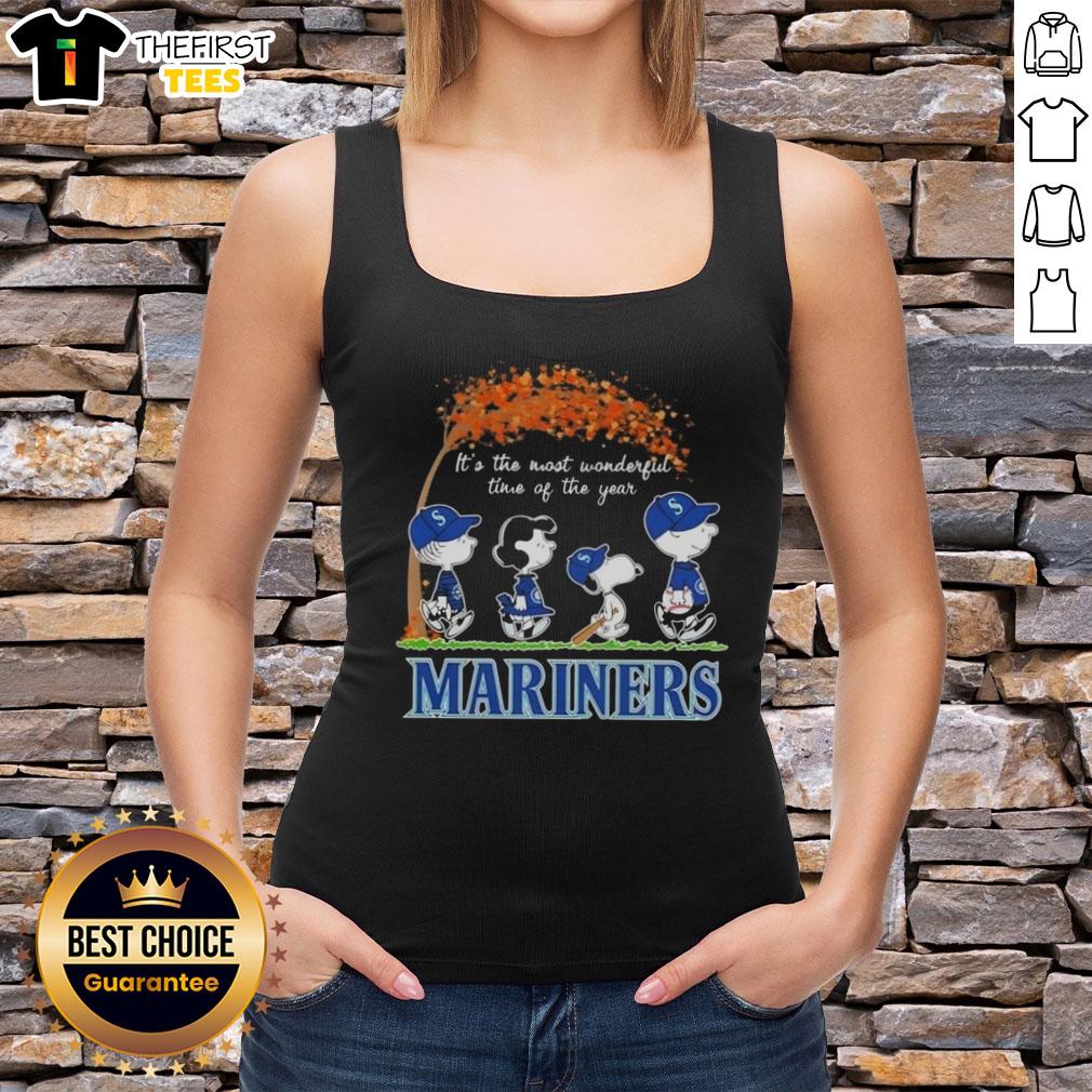 Happy Seattle Mariners X Peanuts Snoopy tank top for autumn, celebrating the most wonderful time of the year.