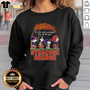 Happy Syracuse Orange X Peanuts Snoopy sweatshirt for autumn, celebrating the most wonderful time of the year.