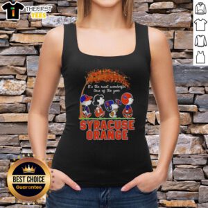 Happy Syracuse Orange tank top featuring Snoopy and friends, perfect for autumn celebrations and game days.
