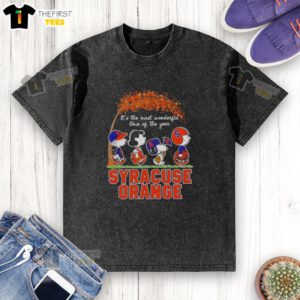 Happy Syracuse Orange X Peanuts Snoopy and Friends autumn t-shirt celebrating the most wonderful time of the year.