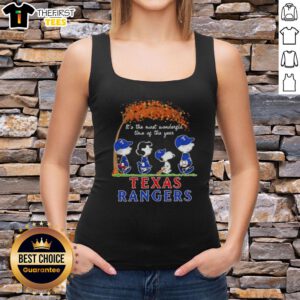 Happy Texas Rangers X Peanuts Snoopy tank top celebrating autumn and the joy of the season, perfect for fans.