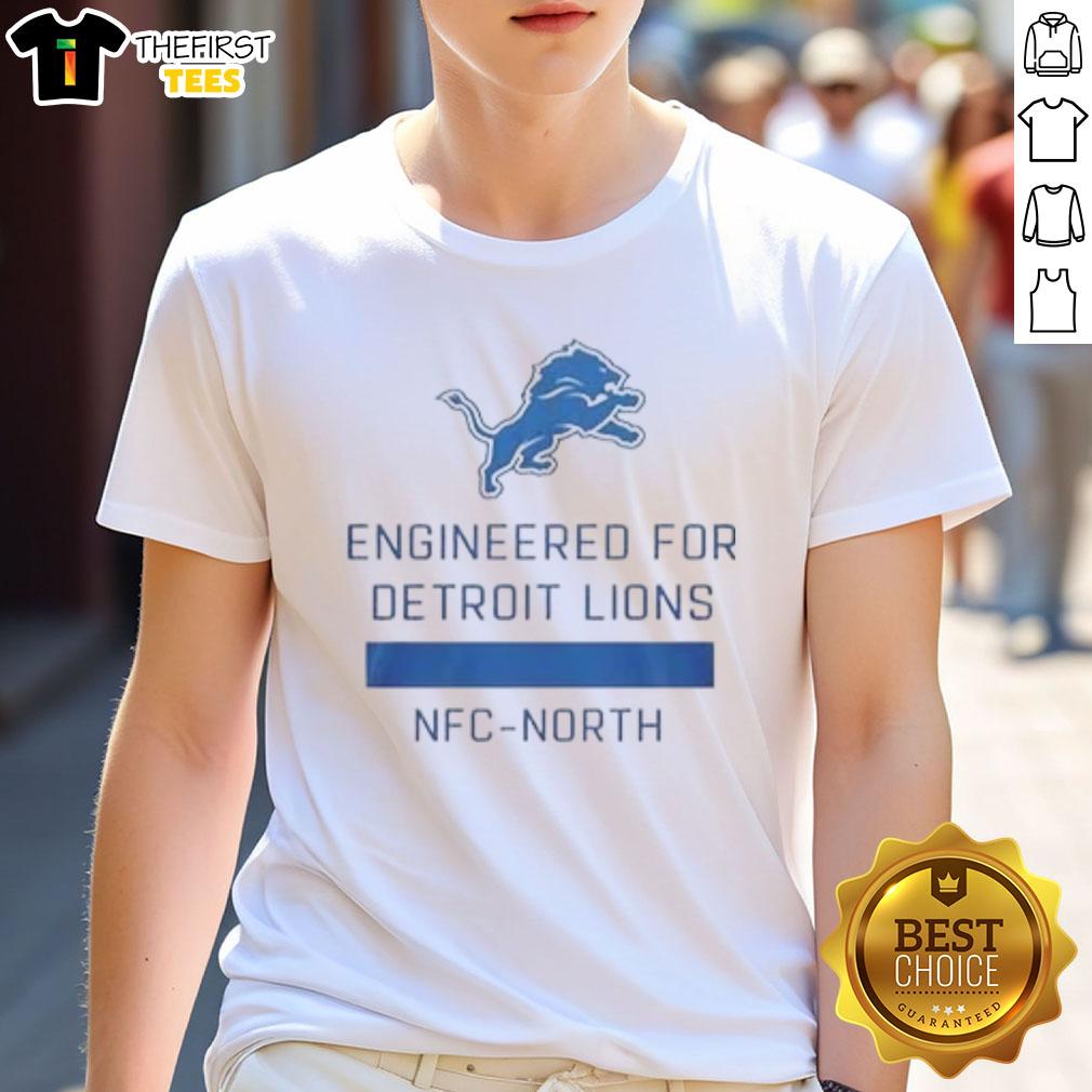 Nice Engineered For Detroit Lions NFC North T-Shirt design featuring team colors and logo for fans of NFL football.