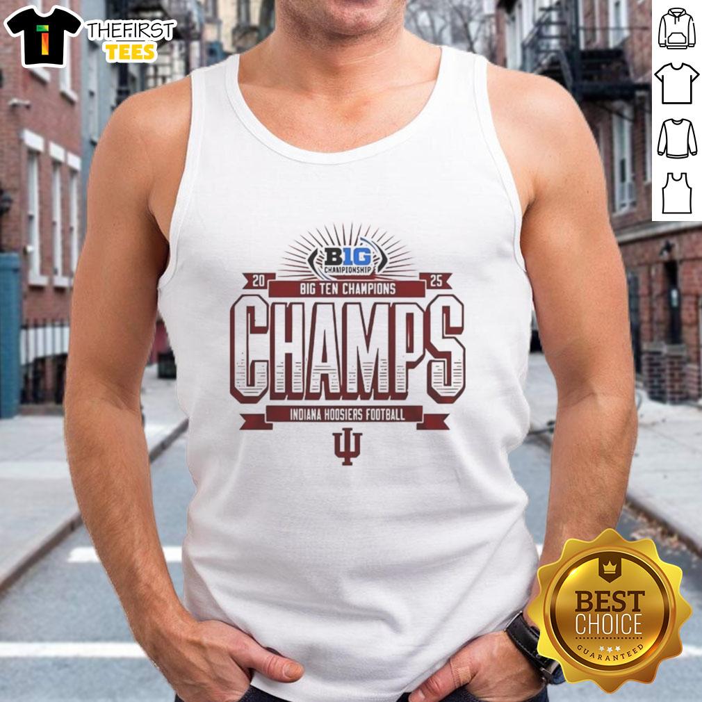 Alt Text: 2025 Big Ten Championship tank top featuring Nice Indiana Hoosiers football design, perfect for game day.