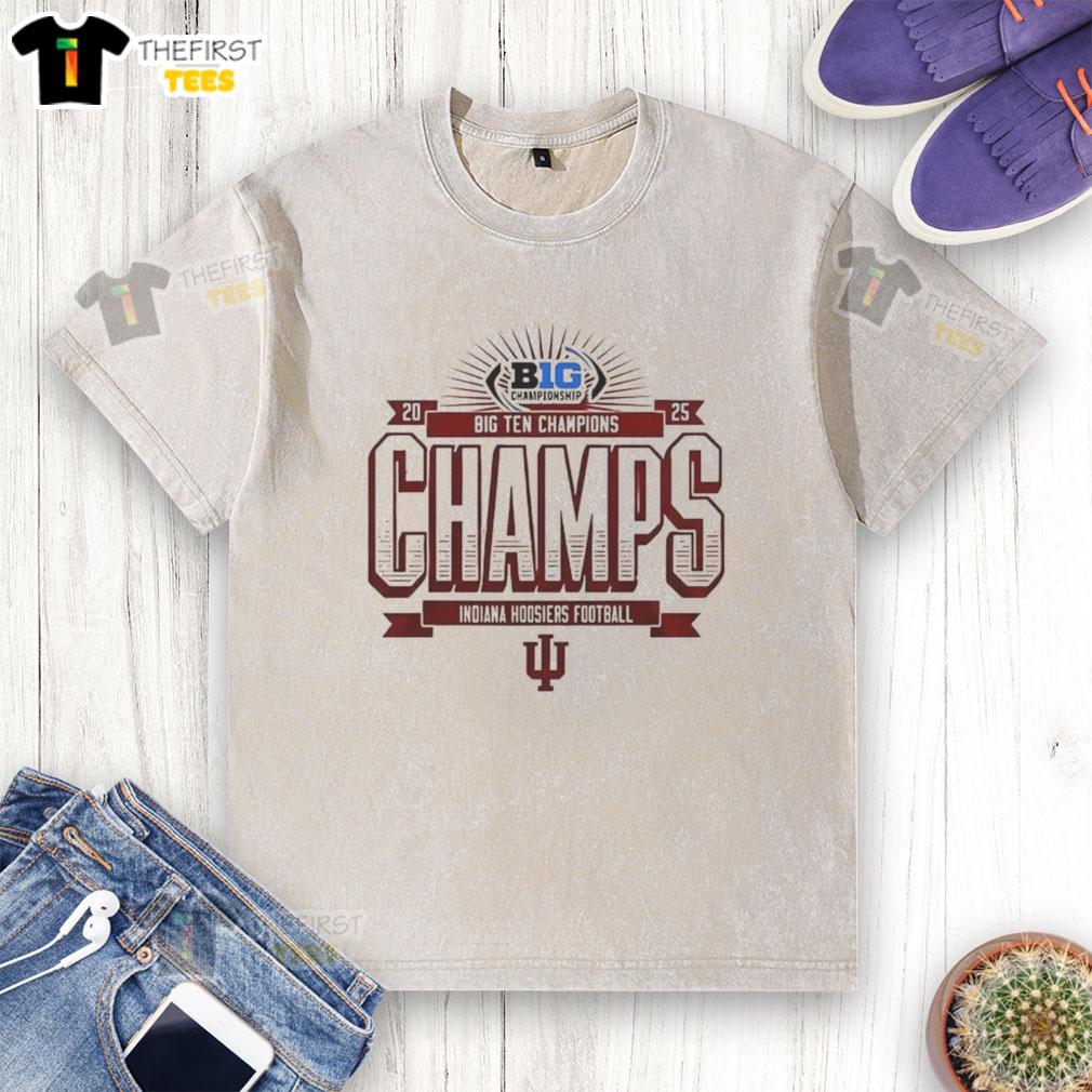 Nice Indiana Hoosiers Football Big Ten Championship 2025 washed t-shirt featuring team colors and logo design.