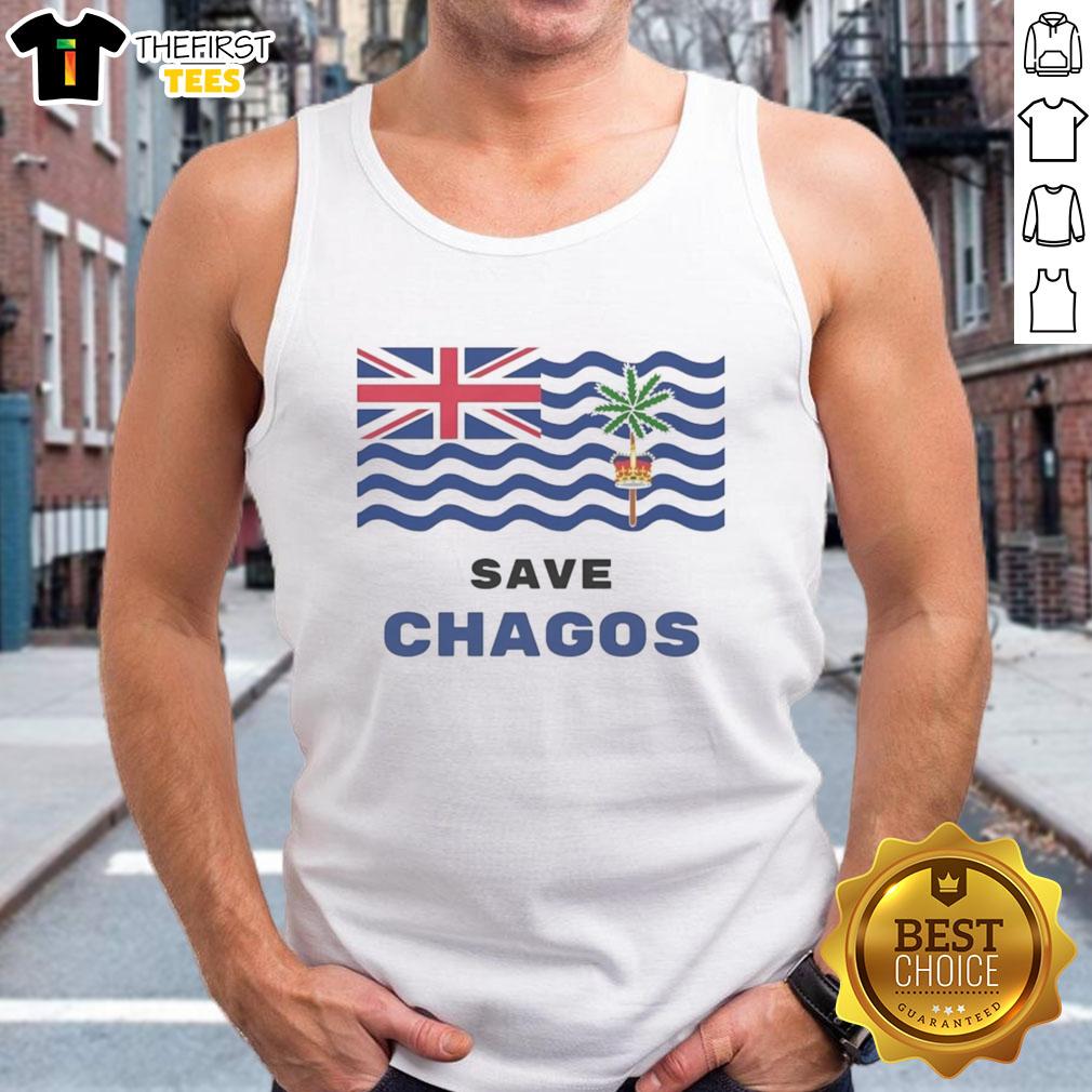 Chagos Campaign tank top featuring a vibrant design, promoting the Nice Save Chagos initiative for environmental awareness.