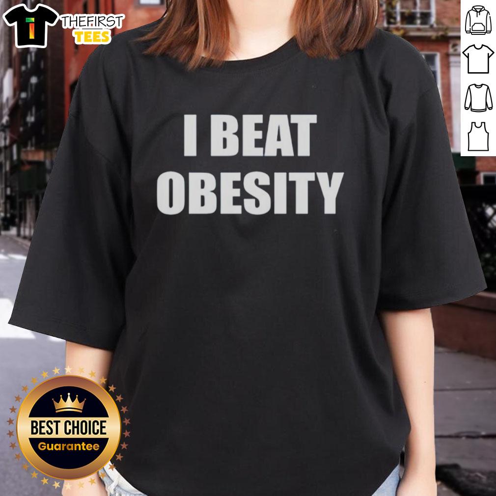 Official I Beat Obesity Ladies Tee showcasing a stylish design perfect for fitness enthusiasts and body positivity advocates.