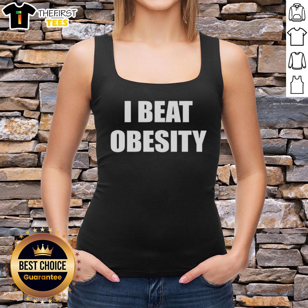 Official I Beat Obesity Tank Top for fitness enthusiasts, promoting a healthy lifestyle and body positivity.