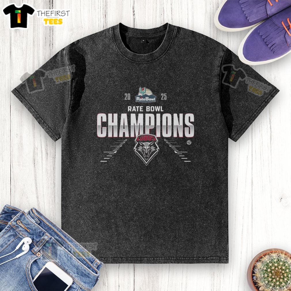 Official New Mexico Lobos 2025 Rate Bowl washed t-shirt featuring team colors and logo, perfect for fans and collectors.